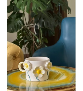 3 Papatya Çiçekli Renkli Fincan Kupa Mug (Karışık)