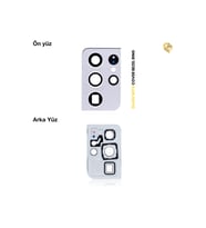 Samsung Galaxy S21 Ultra ile Uyumlu Kamera Lensi Full Gümüş Kamera lensi sade lens kamera camı kamera merceği