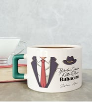 BK Gift Kişiye Özel Babalar Günü Tasarımlı Yeşil Kulplu Çay & Kahve Fincanı-4, Babaya Hediye, Babalar Günü Hediyesi