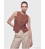 LCW Comfort Kahverengi Bisiklet Yaka Kadın Klasik Yelek