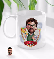 BK Gift Kişiye Özel İsimli Erkek Ressam Karikatürlü Beyaz Kupa Bardak-1