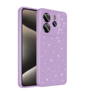 Coverzone Xiaomi Redmi Note 14 5G ile uyumlu Z-Jelly K?l?f Kamera Korumal? Simli I??lt?l? Renkli Parlak Silikon Kapak - Lila