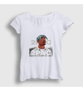 Presmono Kadın Beyaz 2pac Tupac Shakur T-Shirt 45435tt