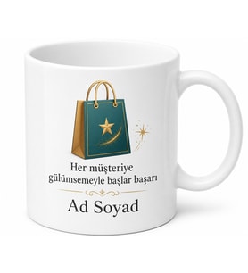 Mağaza Çalışanı İçin Kişiye Özel Mesajlı Baskılı Kupa Bardak Hediye