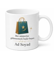 Mağaza Çalışanı İçin Kişiye Özel Mesajlı Baskılı Kupa Bardak Hediye