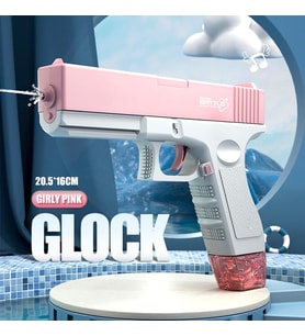 Elektrikli Otomatik Atış Yapan Çift Sarjörlü GLOCK Su Tabancası (Pembe)