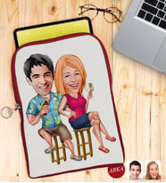 BK Gift Kişiye Özel Sevgililer Karikatürlü Taşınabilir Koruyucu Tablet Kılıfı & Organizer Çanta - Kırmızı-51