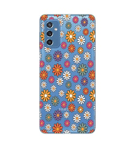 Samsung Galaxy M52 Uyumlu Çiçek Desenli Şeffaf Telefon Kılıfı
