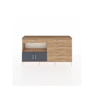 Arges Konsol Tek Raflı 4 Çekmeceli 2 Kapaklı 176x30x99 Çam-Antrasit/Çam