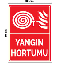 Metal Yangın Hortumu 30 cm x 40 cm A3 Büyüklüğünde Uyarı Levhası Yönlendirme Tabelası
