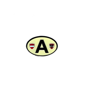 Etiketçilere Özel Armalar Oval A (AUSTRIA) Avusturya Bayraklı Krem Renk Alüminyum Sticker