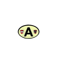 Etiketçilere Özel Armalar Oval A (AUSTRIA) Avusturya Bayraklı Krem Renk Alüminyum Sticker