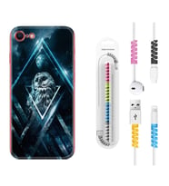 Apple iPhone 5 6 7 8 Plus Se XR Kılıf Kablo Koruma Spiral Silikon Old Owl 1649