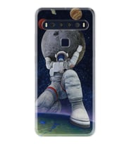 TCL 10L 10 Plus 10SE 20E 20SE 30SE L7 Kılıf Desemli Silikon Astronot ve Dünya 1759