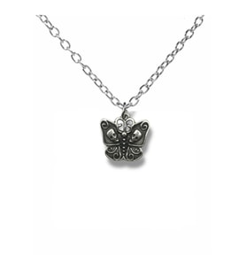 Deathly Butterfly Figürlü Unisex Kolye  Metal Renk  Gotik Tasarım (Gümüş)