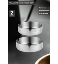 2’li Set Küllük Paslanmaz Çelik Kül Tablası Sigara Küllüğü 8 &10 cm