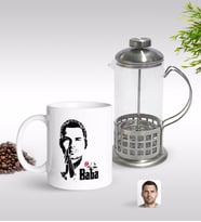 BK Gift Kişiye Özel Godfather Baba Silüet Tasarımlı Kupa & French Press Seti-1 (Model 1)