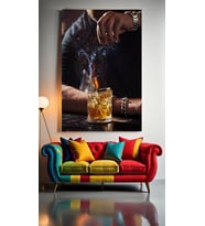 VİSKİ TADIMI VE SANAT V1 Ev Duvar Salon Güzellik Salonu Ofis Dükkan Dekarasyon Kanvas Tablo (Çok Renkli)