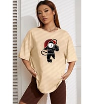 Unisex Nasa Baskılı T-shirt (Bej)
