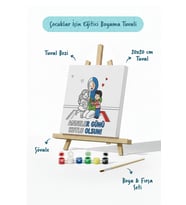 Anneler Günü Kutlu Olsun Yazılı Eğitici Boyama Tuvali Şövaleli Boya Seti 20x20 cm