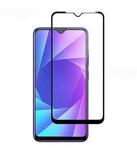 Realme 5İ Uyumlu Zore Kenarları Kırılmaya Dayanıklı Cam Ekran Koruyucu (Siyah)