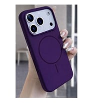 Coverzone ?phone 17 Pro Max ile Uyumlu Kadife ?� Y�zeyli Premium Silikon K?l?f MagSafe ile Uyumlu Kablosuz ?arj Destekli Darbe Emici Yumu?ak Dokulu Koruma Tasar?ml? Telefon K?l?f? Derin Mor