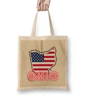 Ohio state flag gift - vintage Retro Rainbow Style Bez Çanta Uzun Saplı