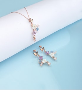 925 Ayar Gümüş Sallantılı Çiçekler Kolye Küpe Set