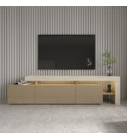 Beliz Modern LED Işıklı 3 Kapaklı, Raflı TV Sehpası – 192 cm