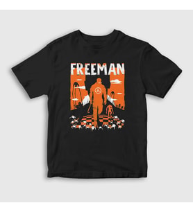 Presmono Unisex Çocuk Siyah Gordon Freeman Oyun Half Life T-Shirt 542911tt