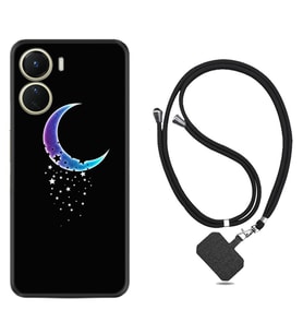 Vivo Y16 Kılıf Resimli Boyun Askılı İpli Desenli Silikon Series Moon Star 1851