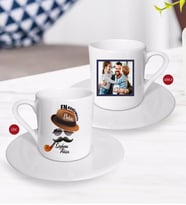 BK Gift Kişiye Özel Babalar Günü Hediyesi Fotoğraflı Türk Kahvesi Fincanı-102 (Beyaz)