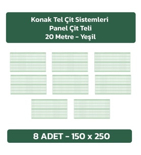 KONAK TEL ÇİT SİSTEMLERİ 8 ADET PANEL ÇİT TELİ SADE 150 X 250 CM (Yeşil)