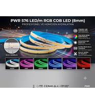 24 Volt 8 mm 576 Ledli Esnek Cob RGB Şerit Led İç Mekan 5 Metre