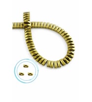Hematit Doğal Taş Parlak Gold Piramit Kesim Çift Delik 8x3mm Dizi [AA]
