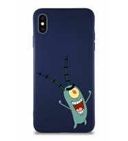 Apple iPhone XS Max Soft Premier Kapak Plankton Tasarımlı Silikon Kılıf - Lacivert (Şeffaf)