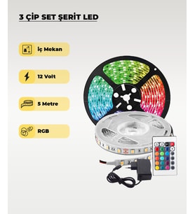 5 MT RGB Kumandalı / Animasyonlu Şerit LED (Tak Çalıştır)