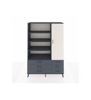 Hyperion Dolap 8 Raflı 6 Çekmeceli Tek Kapaklı  132x44x195 Antrasit-Aytaşı/Antrasit