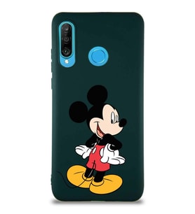 Huawei P30 Lite Soft Premier Kapak Mickey Mouse-D Tasarımlı Silikon Kılıf - Yeşil (Şeffaf)
