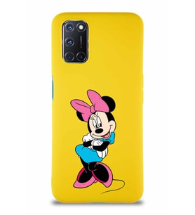 Oppo A52 Soft Premier Kapak Minnie Mouse-D Tasarımlı Silikon Kılıf - Sarı (Şeffaf)