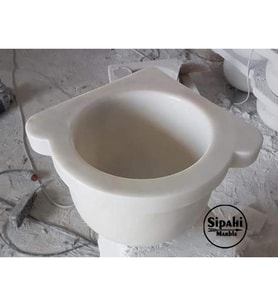 Sipahi Marble Beyaz Mermer Düz Köşe Mini Kurna