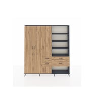 Arges Gardrop 14 Raflı 4 Çekmeceli 4 Kapaklı 220x30x243 Antrasit-Çam