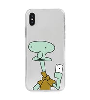 Iphone X ve XS Uyumlu Squidward Selfie Tasarımlı Şeffaf Telefon Kılıfı