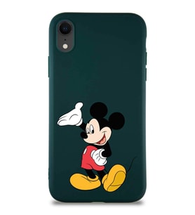 Apple iPhone XR Soft Premier Kapak Mickey Mouse-C Tasarımlı Silikon Kılıf - Yeşil (Şeffaf)