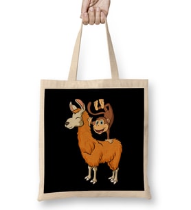 Monkey Riding Llama Animal Friend Handstand Monkey Bez Çanta Uzun Saplı