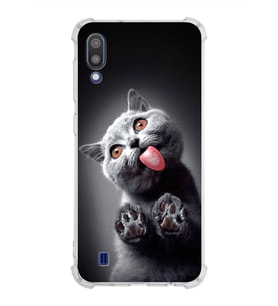 PrintiFy Samsung Galaxy M10 Uyumlu Kedi 2 Baskılı Şeffaf Köşe Korumalı Antişok Kılıf