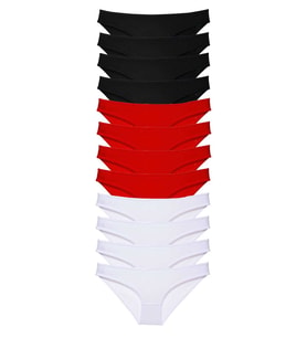 Mulvxbrf Brf02 12 Adet Süper Eko Set Likralı Kadın Slip Külot Siyah Kırmızı Beyaz (Mulvix)