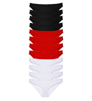 Mulvxbrf Brf02 12 Adet Süper Eko Set Likralı Kadın Slip Külot Siyah Kırmızı Beyaz (Mulvix)