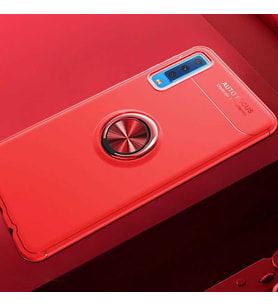 Samsung Galaxy A7 2018 Kılıf Yüzüklü Magnetli Ravel Case (Kırmızı)