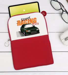 BK Gift Street Racing Tasarımlı Taşınabilir Koruyucu Tablet Kılıfı & Organizer Çanta - Kırmızı-1
